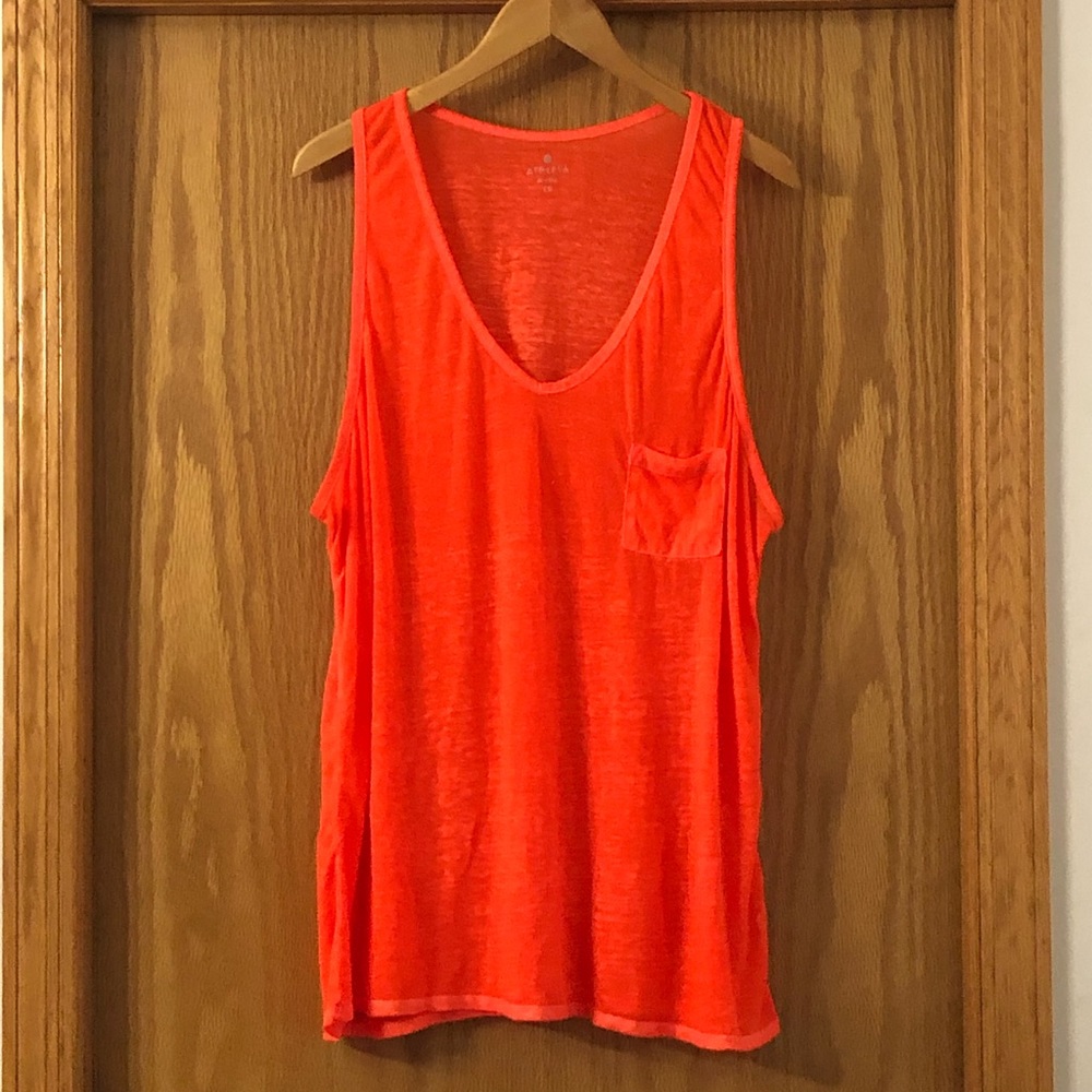 Athleta bright orange sugar wash pocket tank sz 1X